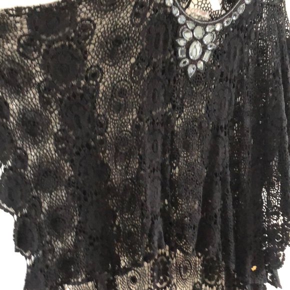 NEW Agua Bendita crochet high low tunic black - Picture 2 of 7